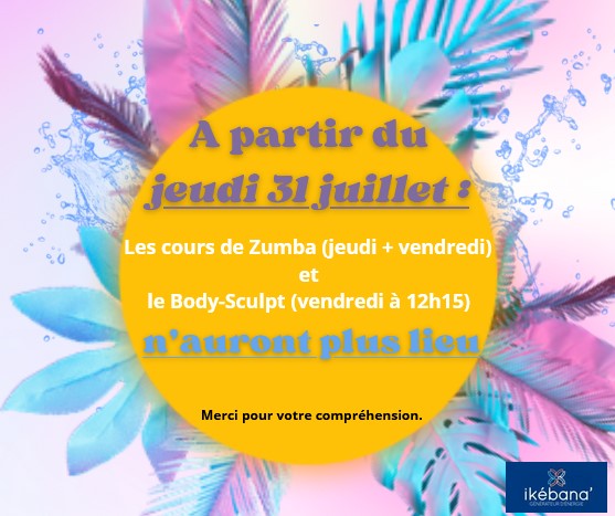 Informations cours collectifs jeudi/vendredi