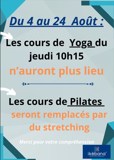 Informations Yoga et Pilates